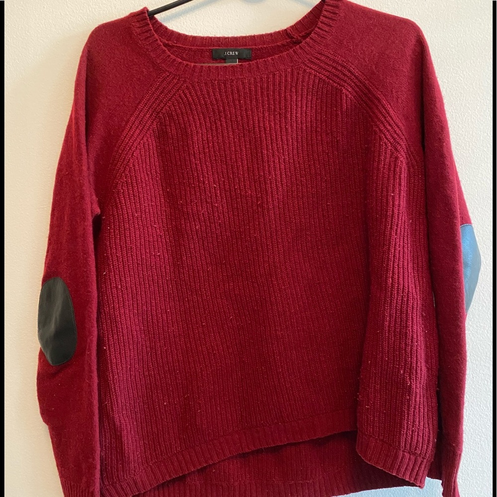 J.Crew Wool and leather elbow patch sweater